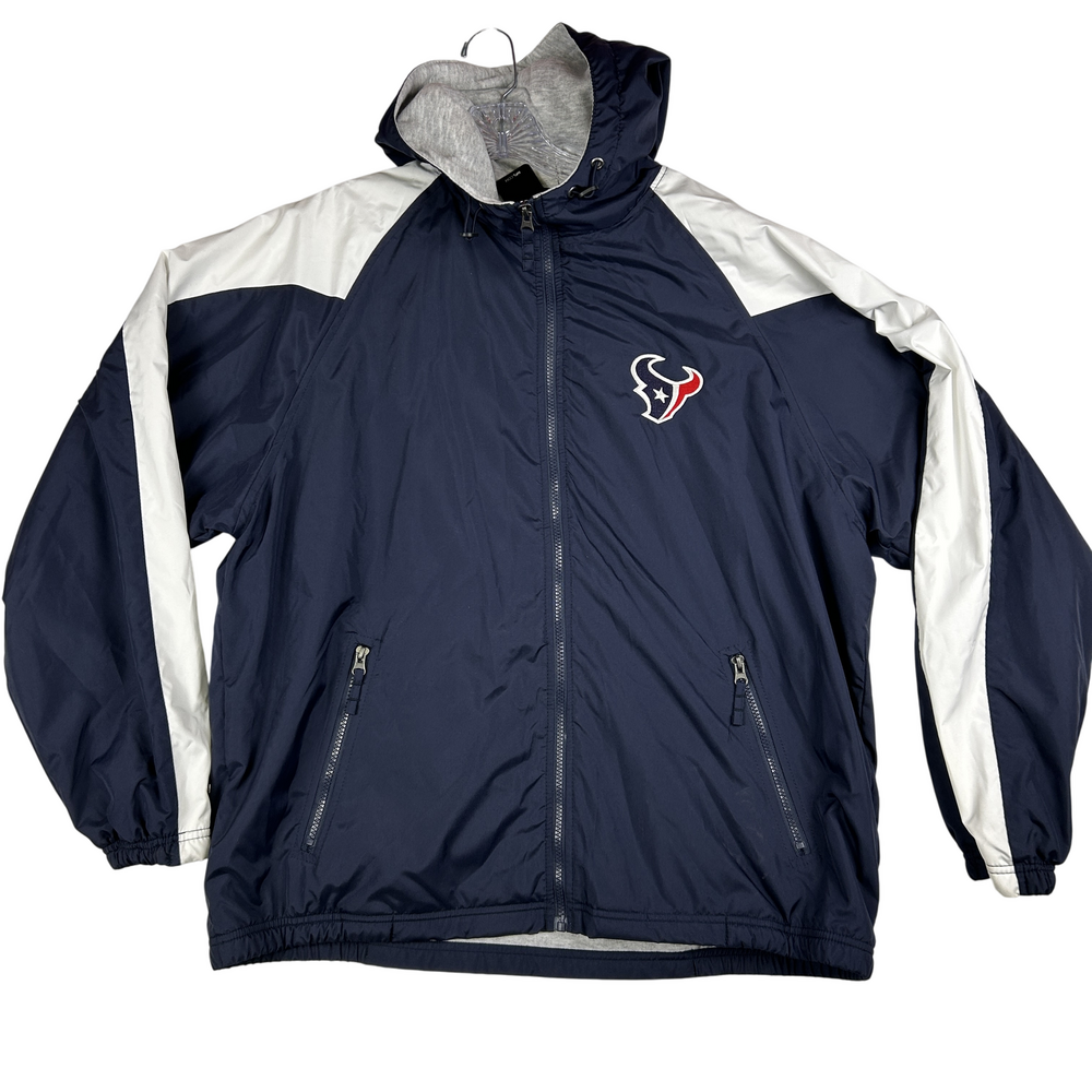 Houston Texans Jacket Mens Large NFL Team Apparel Hooded Full Zip Windbreaker